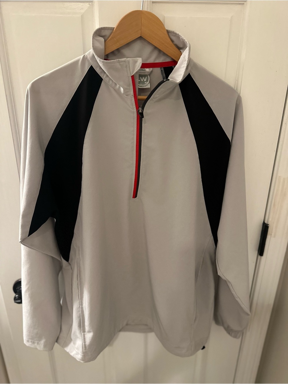 Men's Light Gray Quarter-Zip Performance Jacket with Black Panels - Unbranded
